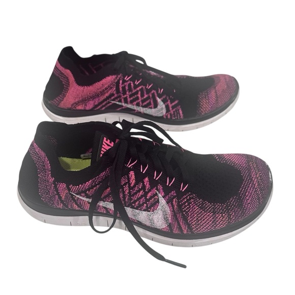 Nike Free 4.0 Flyknit Running Shoes Womens 8 Pink Walking Comfort Sneaker Active - Picture 2 of 8